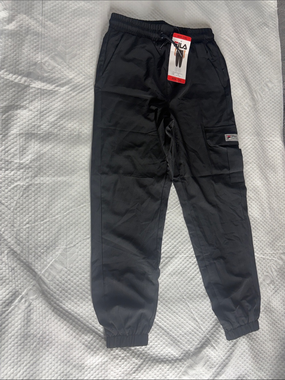 Fila Men's Black Elastic Cargo Joggers with Patch Logo